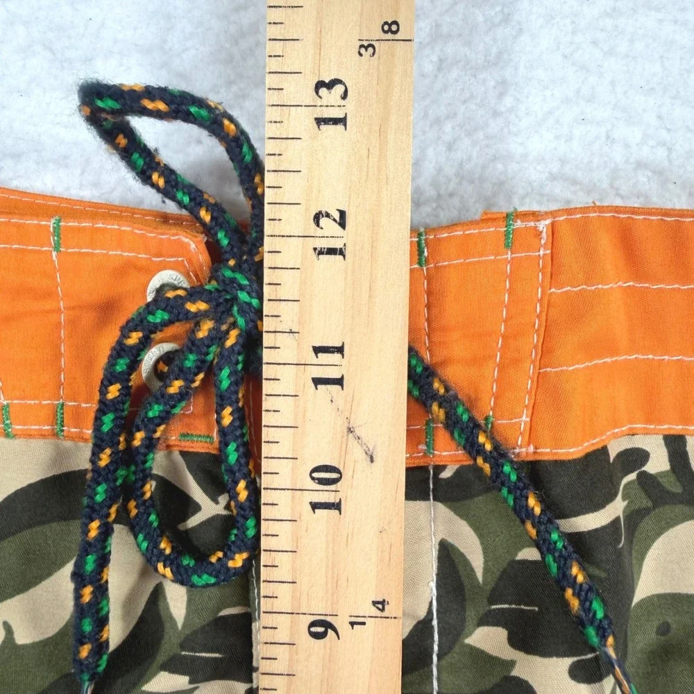 Sperry Board Shorts‎ Mens 36 Green Orange Fish Camo Print Swim Trunks Surf